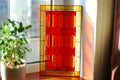 Geometric Stained Glass Panel: Red & Gold Window Hanging (10x19 inches) Mother’s Day gift, Glass art