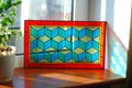 Geometric Stained Glass Panel: 3D Cube Window Hangings (10x17 inches) Mother’s Day gift, Tiffany Glass Art, Handmade suncatcher