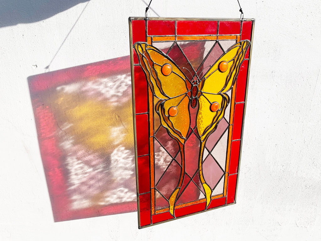 Butterfly Stained glass panel Stained glass suncatcher Stained glass window hanging Tiffany decor Custom stained glass, Mother’s Day gift