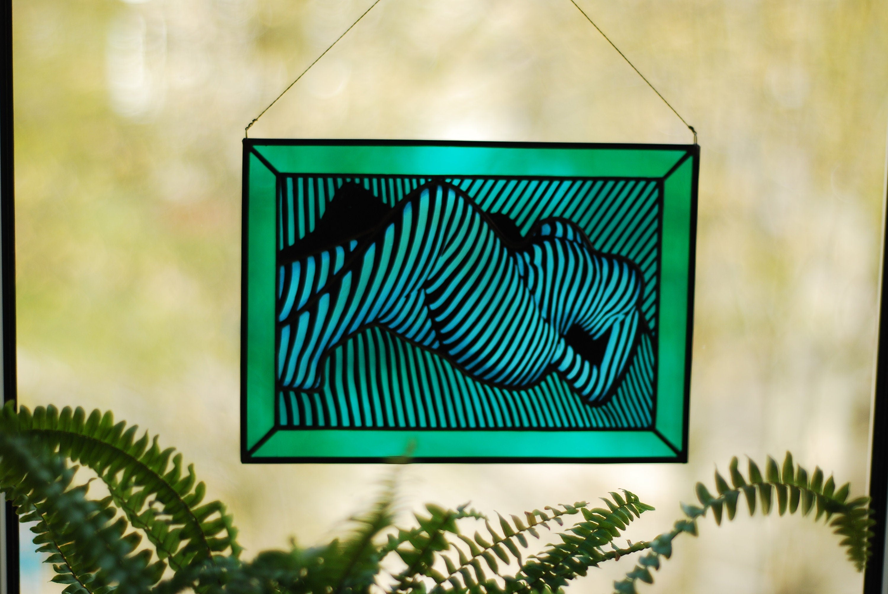 Abstract Female Form Stained Glass Panel | Handmade Window Art