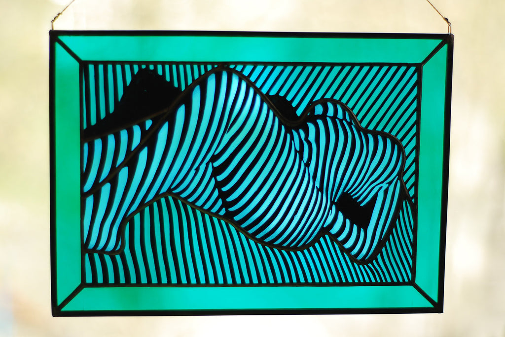 Abstract Female Form Stained Glass Panel | Handmade Window Art