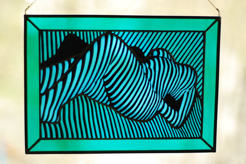 Abstract Female Form Stained Glass Panel | Handmade Window Art