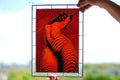 Nude Woman Stained Glass Panel Handmade Suncatcher 8x15 In, Erotic Boudoir Wall Art