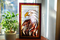 Stained Glass Eagle Window Hanging – Handcrafted Rustic Home Decor