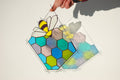 Stained Glass Bee Honeycomb Suncatcher 11x13 in. Home House Decor Panel Spring Window Wall Hanging Corner, Personalized Gift for Mom