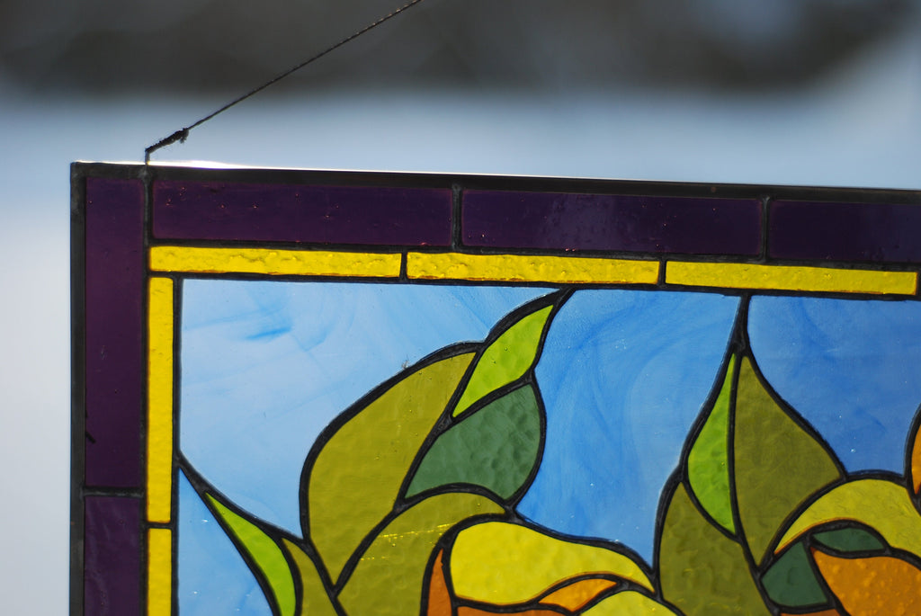 Stained glass panel Sunflower, window hangings Stained glass suncatchers Yellow flower decor Large stained glass, Handmade personalized gift
