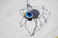 Spider Stained Glass Suncatcher with Fused Eye 4x6 In, Witchy Gothic Window Hangings