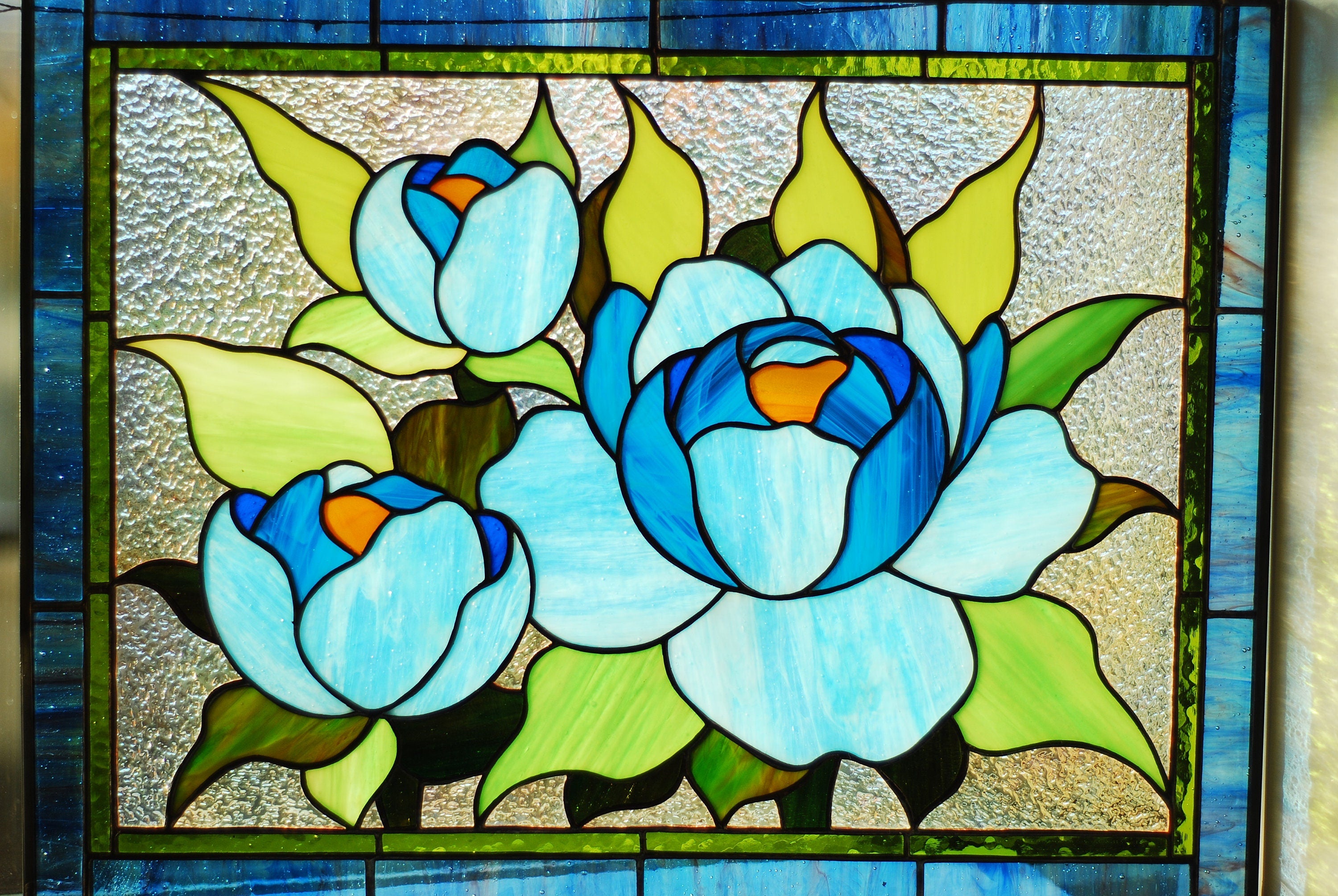 Peony stained glass window hangings, Handmade,Easter Gift for Mom, Custom stained glass flower decor, Modern stained glass panel