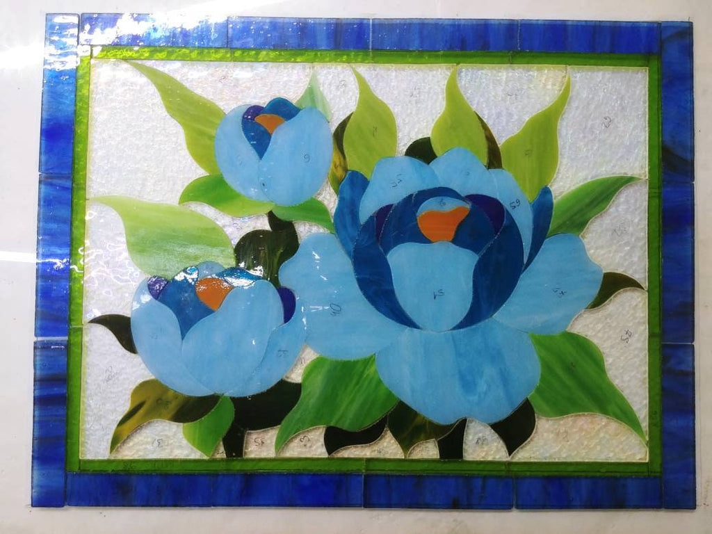 Peony stained glass window hangings, Handmade,Easter Gift for Mom, Custom stained glass flower decor, Modern stained glass panel
