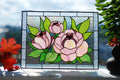 Pink Peony Stained Glass Panel, Handmade Floral Window Hangings 11.5x15.5 In, Unique Gift for Mom, Custom Stained Glass Art