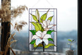 Stained glass white lilies flowers Window hangings Handmade Motherʼs Day Gift, Custom stained glass flower decor Tiffany glass art