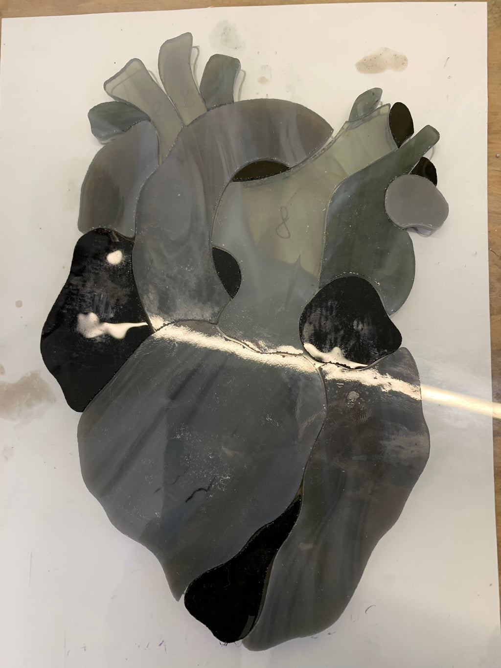 Anatomical Heart Stained Glass Suncatcher, Handmade Window Hanging
