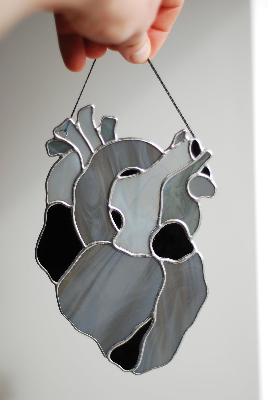 Anatomical Heart Stained Glass Suncatcher, Handmade Window Hanging