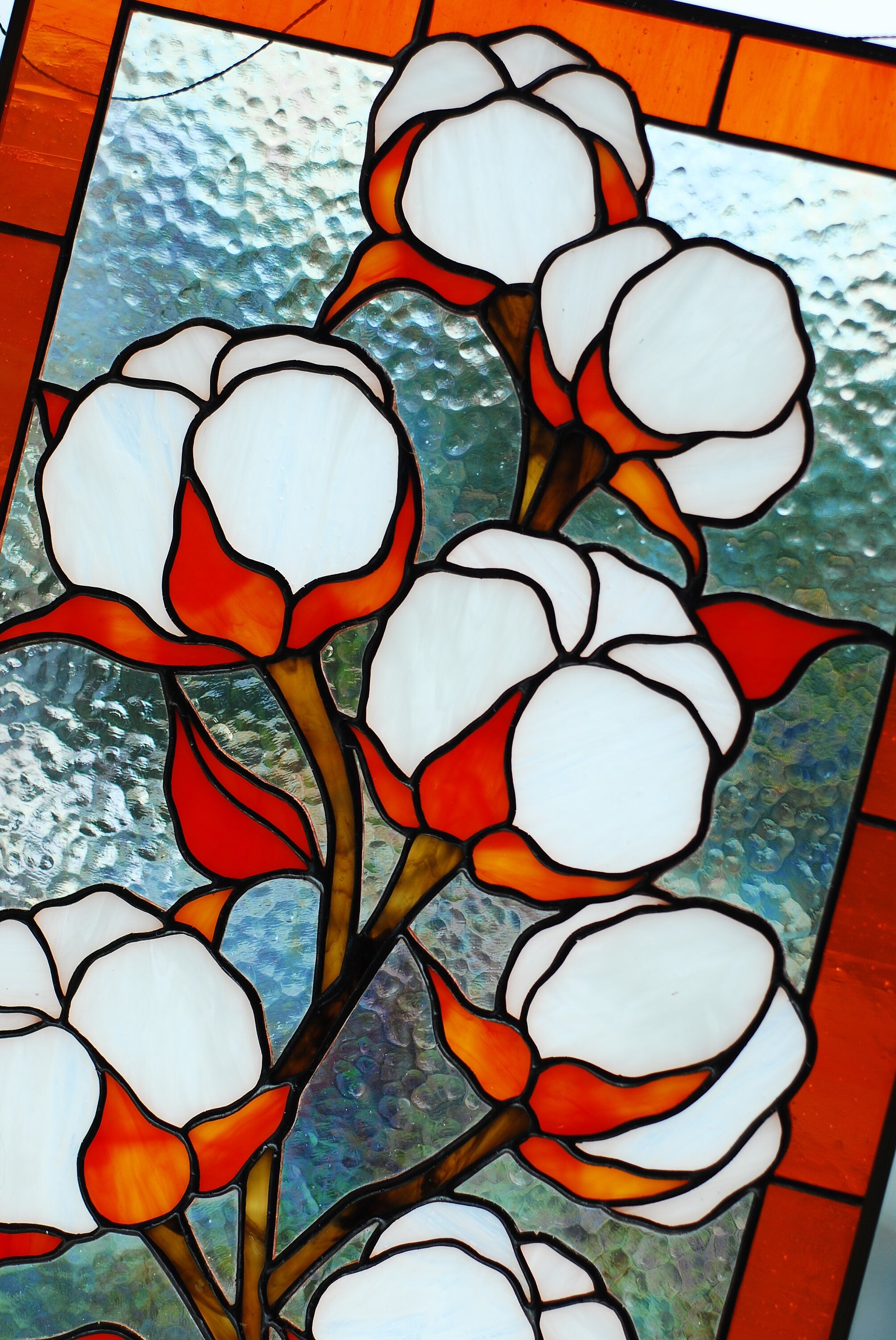 Cotton Stained glass window panel 11 x 16.5 in. Handmade personalized gift, Custom  Tiffany glass art, Modern stained glass window hangings