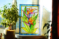 Stained Glass Bird of Paradise, Handmade Window Hanging 11"x16.5" Custom Stained Glass Panel, Tiffany Glass Art, Window Decor