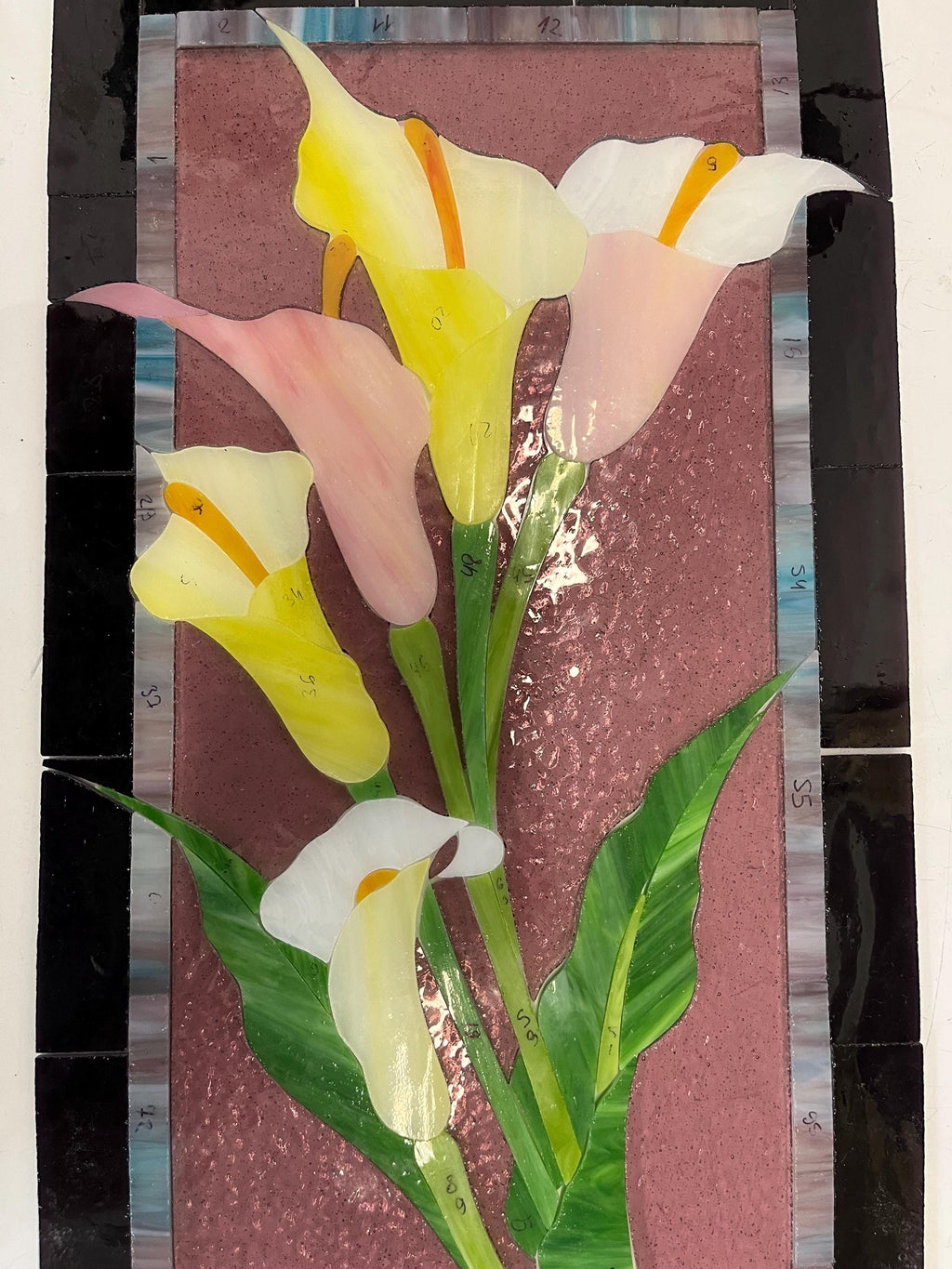 Stained Glass Panel Calla Lily, Pink Flower Window Hangings, Large Stained Glass Suncatcher Tiffany glass art, Handmade Mother’s Day gift