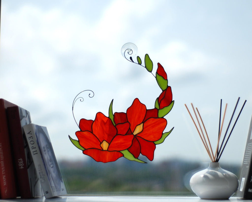 Orange freesia flower Stained glass tiffany Stained glass window hangings Stained glass suncatchers Freesia bouquets Mother’s Day gift