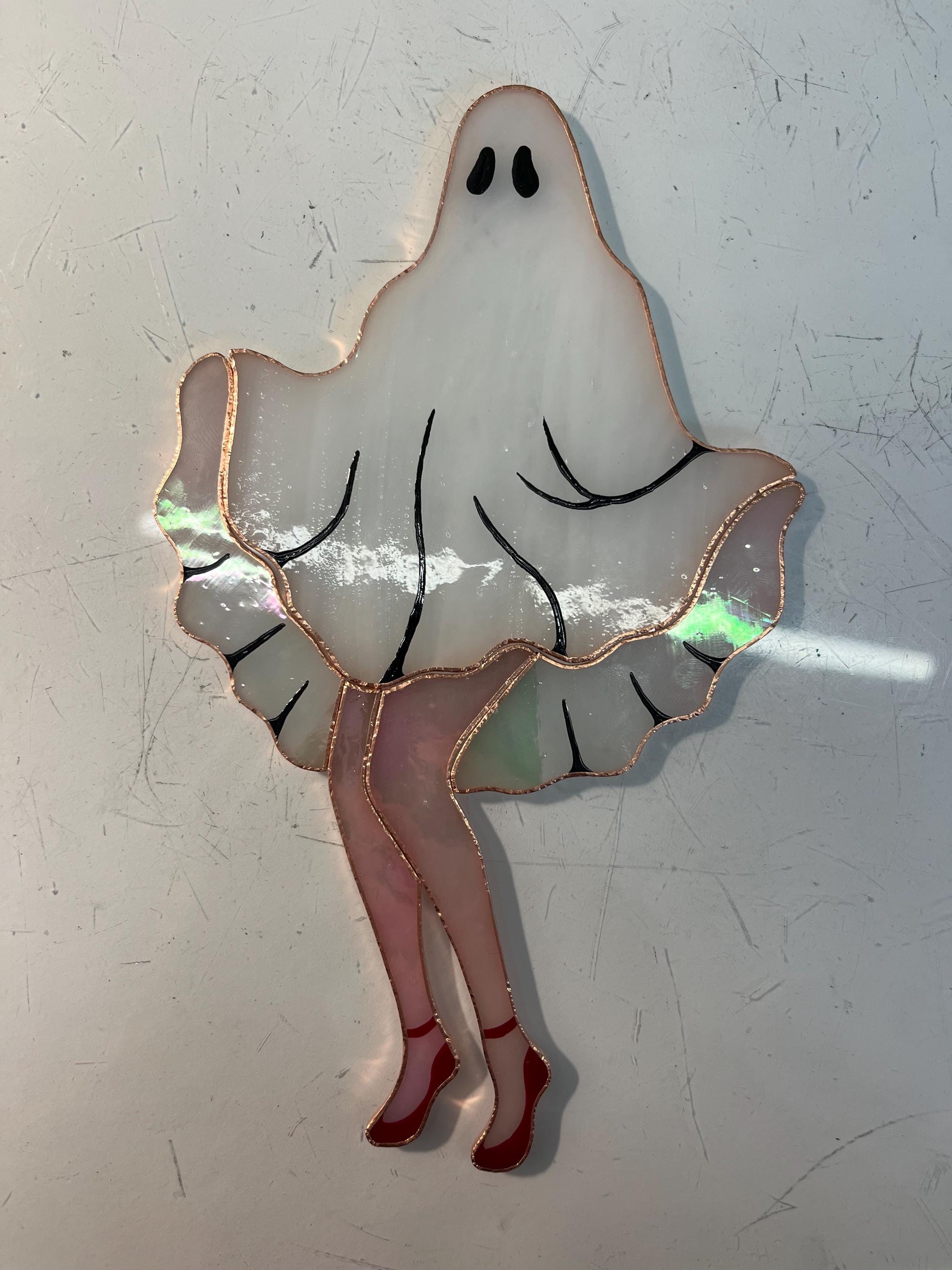 Ghost Stained Glass Suncatcher – Funny Halloween Window Decor Inspired by Marilyn Monroe Window Hangings