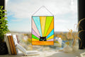 Stained Glass Window Panel - Black Cat 13.8 × 10.8 in. Tiffany Style Rainbow Window Hangings, Mother’s Day gift, Handmade Suncatcher