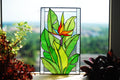 Stained Glass Window Panel Bird of Paradise, Floral Window Hangings, Colorful Flower Suncatcher, Personalized gift, Tiffany Glass Art