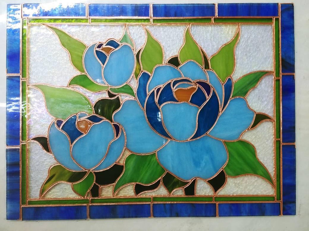 Peony stained glass window hangings, Handmade,Easter Gift for Mom, Custom stained glass flower decor, Modern stained glass panel