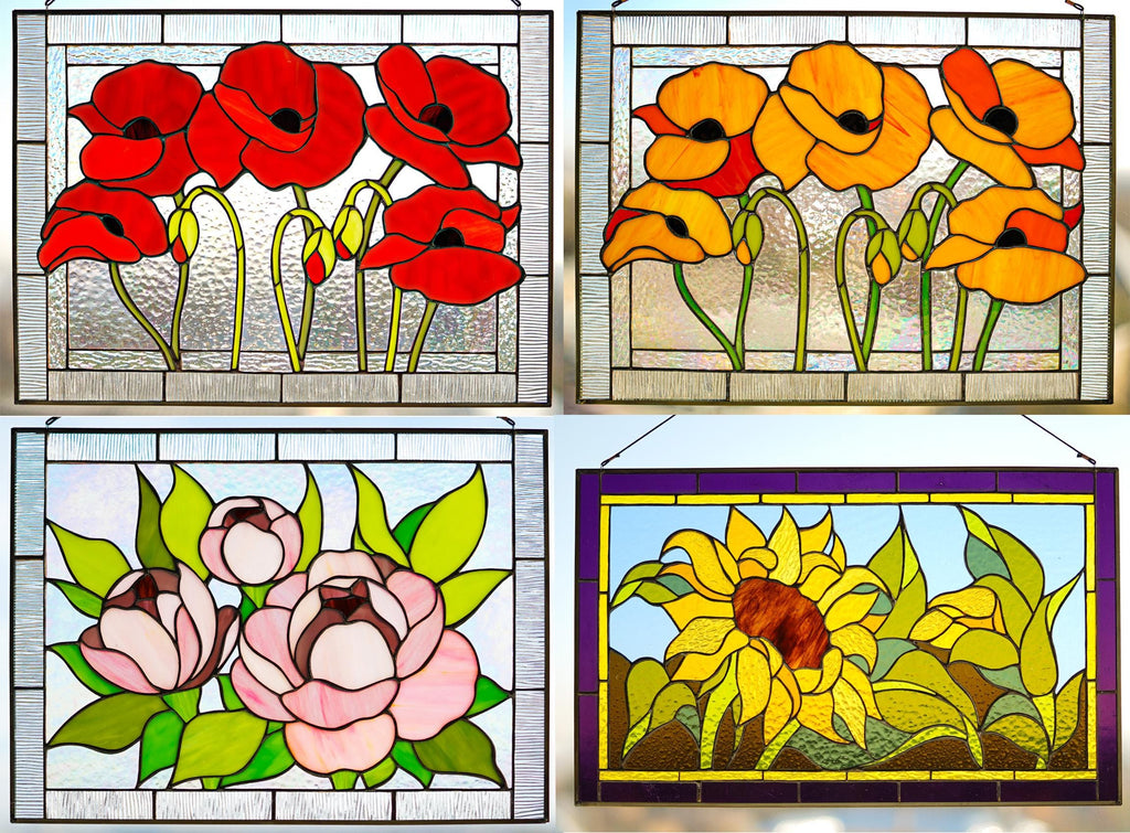 Stained Glass Window Panel Yellow Rose 12 x 16 in. Motherʼs Day Gift, Large Window Hangings, Custom Flower Suncatchers, Tiffany Glass art