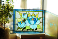 Peony stained glass window hangings, Handmade,Easter Gift for Mom, Custom stained glass flower decor, Modern stained glass panel