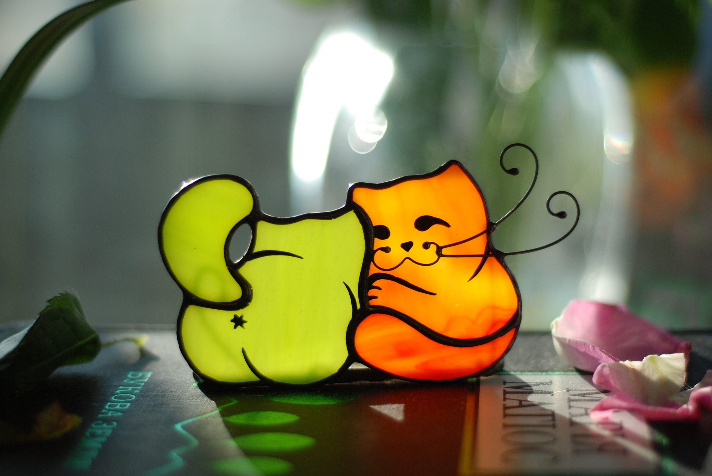 Stained Glass Cats Candle Holder – Whimsical Home Decor, Cat Lover Gift