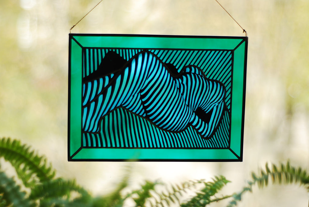 Abstract Female Form Stained Glass Panel | Handmade Window Art