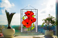 Stained Glass Panel Red Poppies Flowers 15 x 10.6 inch. Tiffany Window Hanging, Custom Sun catcher, Handmade Mother’s Day gift, Glass Art