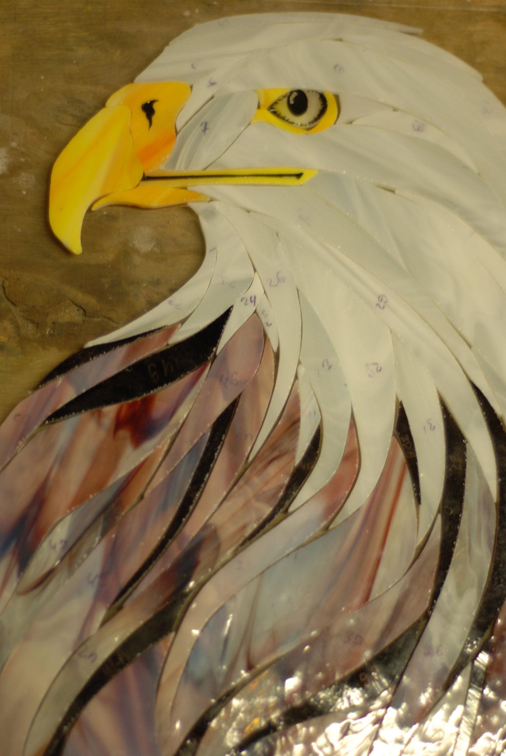 Stained Glass Eagle Window Hanging – Handcrafted Rustic Home Decor