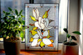 Stained Glass Window Panel White Magnolia 11 x 16 in, Custom Window Hangings White Flower Sun catcher Personalized gift, Glass art