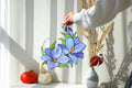 Saffron Crocus Stained Glass Window Panel: Handmade Floral Suncatcher, Mother’s Day gift, Tiffany Glass Art, Window Hangings