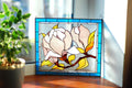 Magnolia Stained Glass Panel, Handmade Window Hanging, Pink Flower Suncatcher, Personalized gift, Tiffany Glass Art