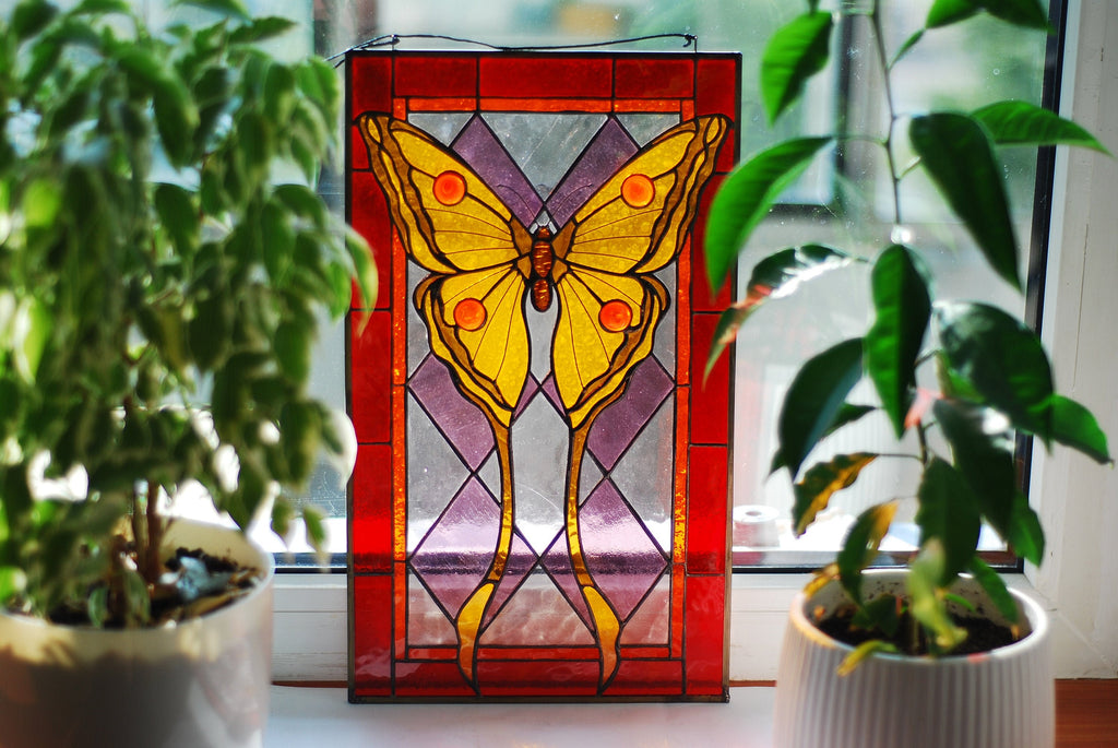 Butterfly Stained glass panel Stained glass suncatcher Stained glass window hanging Tiffany decor Custom stained glass, Mother’s Day gift