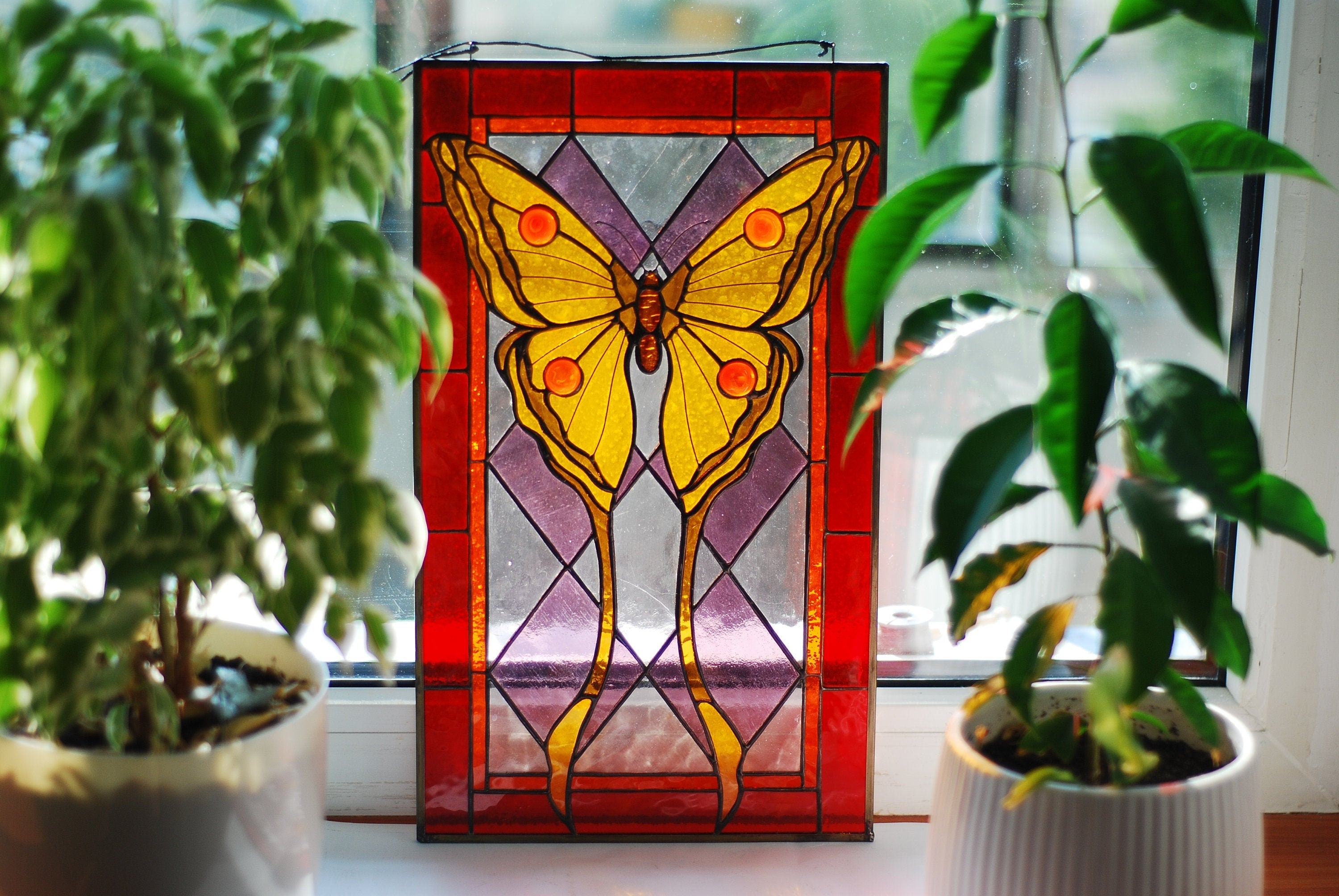 Butterfly Stained glass panel Stained glass suncatcher Stained glass window hanging Tiffany decor Custom stained glass, Mother’s Day gift