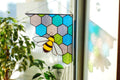 Stained Glass Bee Suncatcher: Handmade Honeycomb Window Art