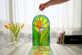 Bird of Paradise Stained Glass Panel, Tropical Floral Suncatcher, Botanical Window Art 14x6.5" Father's Day gift