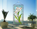 Stained Glass Panel Calla Lily White Flower Window Hanging, Large Stained Glass Suncatcher Tiffany glass art, Handmade Mother’s Day gift