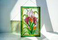 Pink Bearded Iris Stained Glass Panel Suncatcher, Tennessee State Flower Window Hanging 17.5x12 In, Gift for Her, Tiffany Glass Art