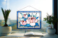 Pink peony stained glass window hangings 15.5x11.5" Unique gift for mom Custom stained glass flower decor Modern stained glass panel