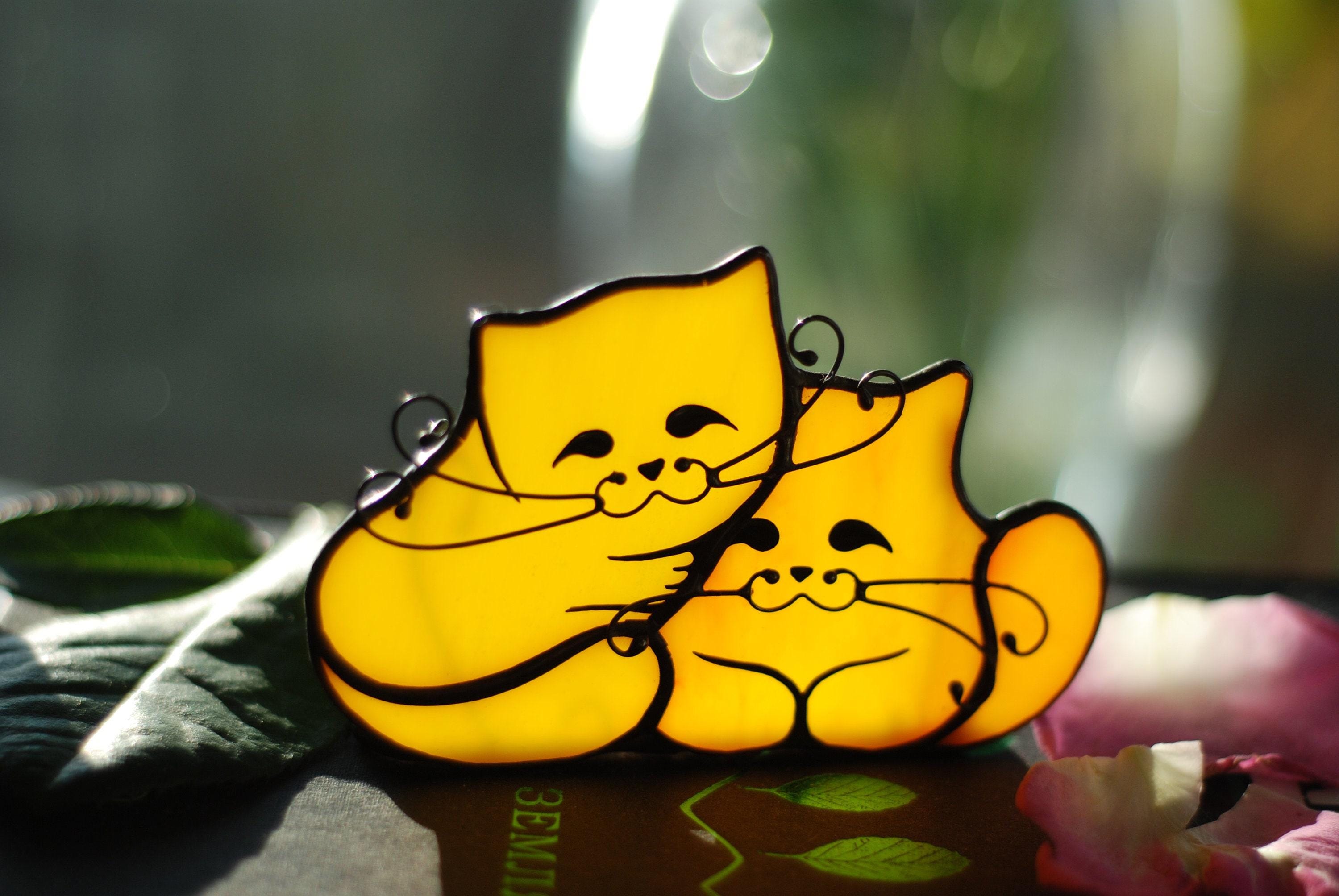 Stained glass Cat Candlestick Cats Animal decor Candleholder, Custom Suncatcher, Handmade Mother’s Day gift, Tiffany Glass Art
