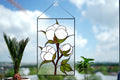 Cotton Boll Stained Glass Panel 10x15.5 In, Handmade Suncatcher, Farmhouse Tiffany Window Hangings