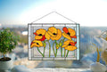 Stained Glass Orange Poppy Panel 15x11 Inch, Handmade California Poppy Window Hanging, Floral Wall Art, Tiffany Technique, Mothers Day Gift