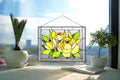 Stained glass panel Peony, Yellow flowers window hangings, Suncatcher, Stained glass decor, Large Tiffany glass art, Personalized gift