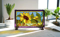 Tiffany Stained Glass Sunflower Panel: Floral Suncatcher with Wooden Stand