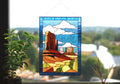Monument Valley Stained Glass Window Hanging 13x18.5 in, Desert Canyon Suncatcher, Southwest Landscape Panel, Western Home Decor